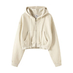 Women's Double Slider Zip Crop Hoodie-INNBLAC Fashion Apparel