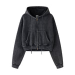 Women's Double Slider Zip Crop Hoodie-INNBLAC Fashion Apparel