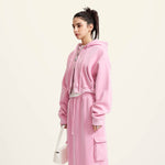 Women's Double Slider Zip Crop Hoodie-INNBLAC Fashion Apparel