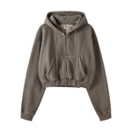 Women's Double Slider Zip Crop Hoodie-INNBLAC Fashion Apparel