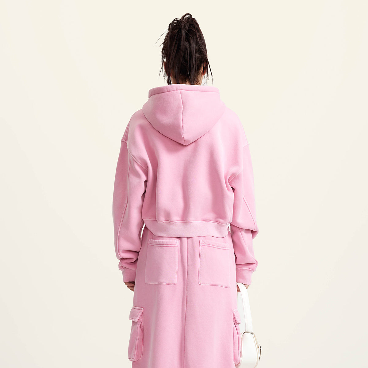 Women's Double Slider Zip Crop Hoodie-INNBLAC Fashion Apparel