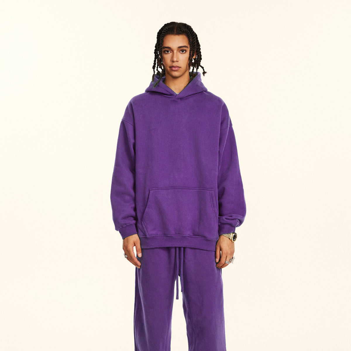 Solid Color Loose Fit Hoodie-INNBLAC Fashion Apparel