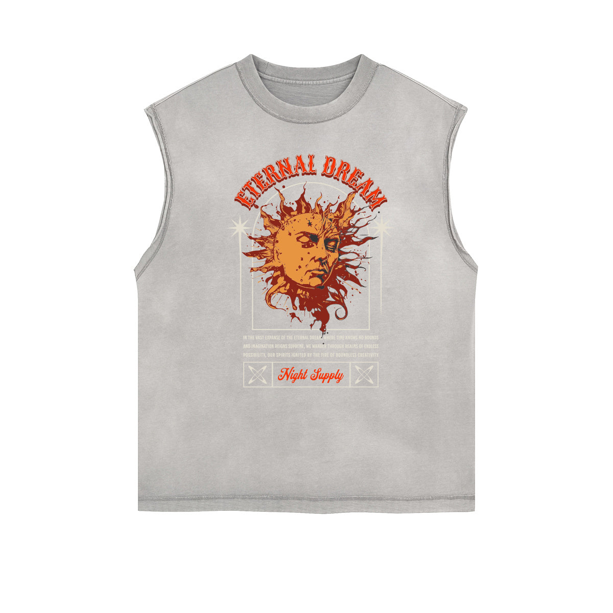 Distressed Sleeveless Summer Vacation Pattern Tee