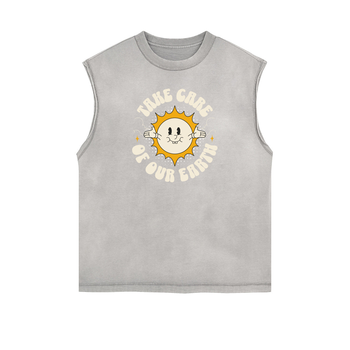 Distressed Sleeveless Summer Vacation Pattern Tee