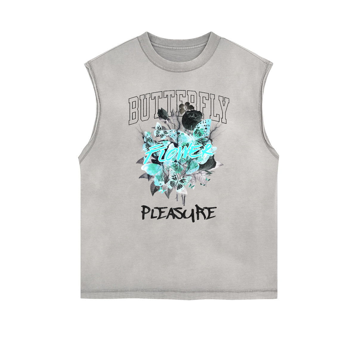 Distressed Sleeveless Summer Vacation Pattern Tee