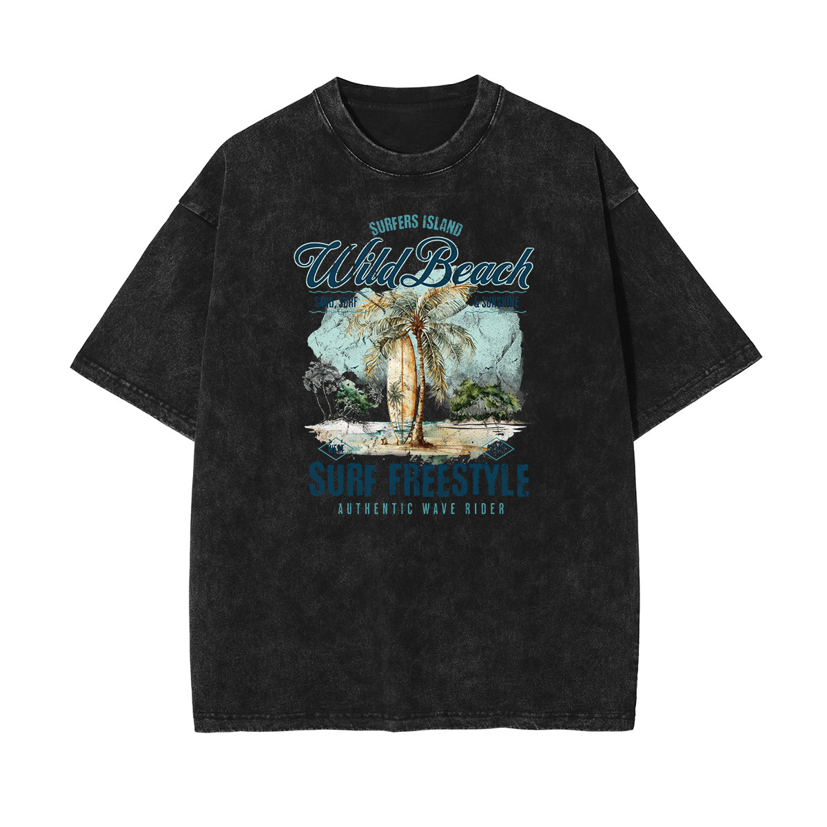 Stone Wash Summer Vacation Pattern Tee