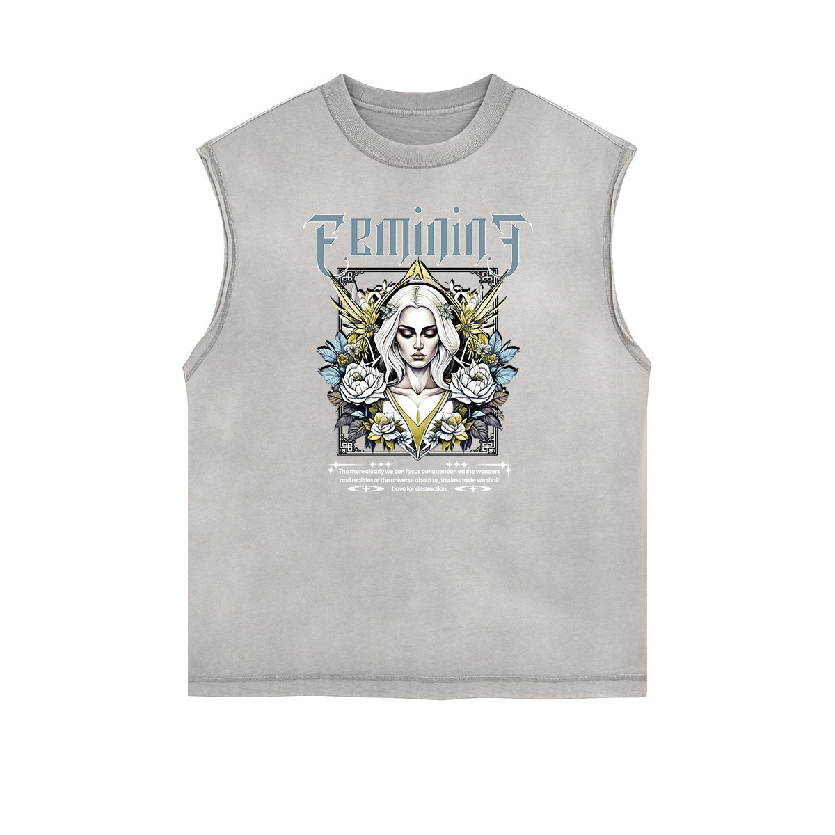 Distressed Sleeveless Blossom Graphic Tee