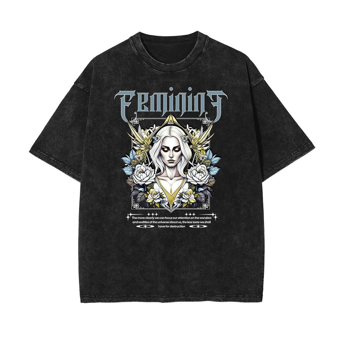 Washed Faded Blossom Pattern Tee