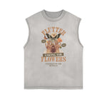 Distressed Sleeveless Blossom Graphic Tee