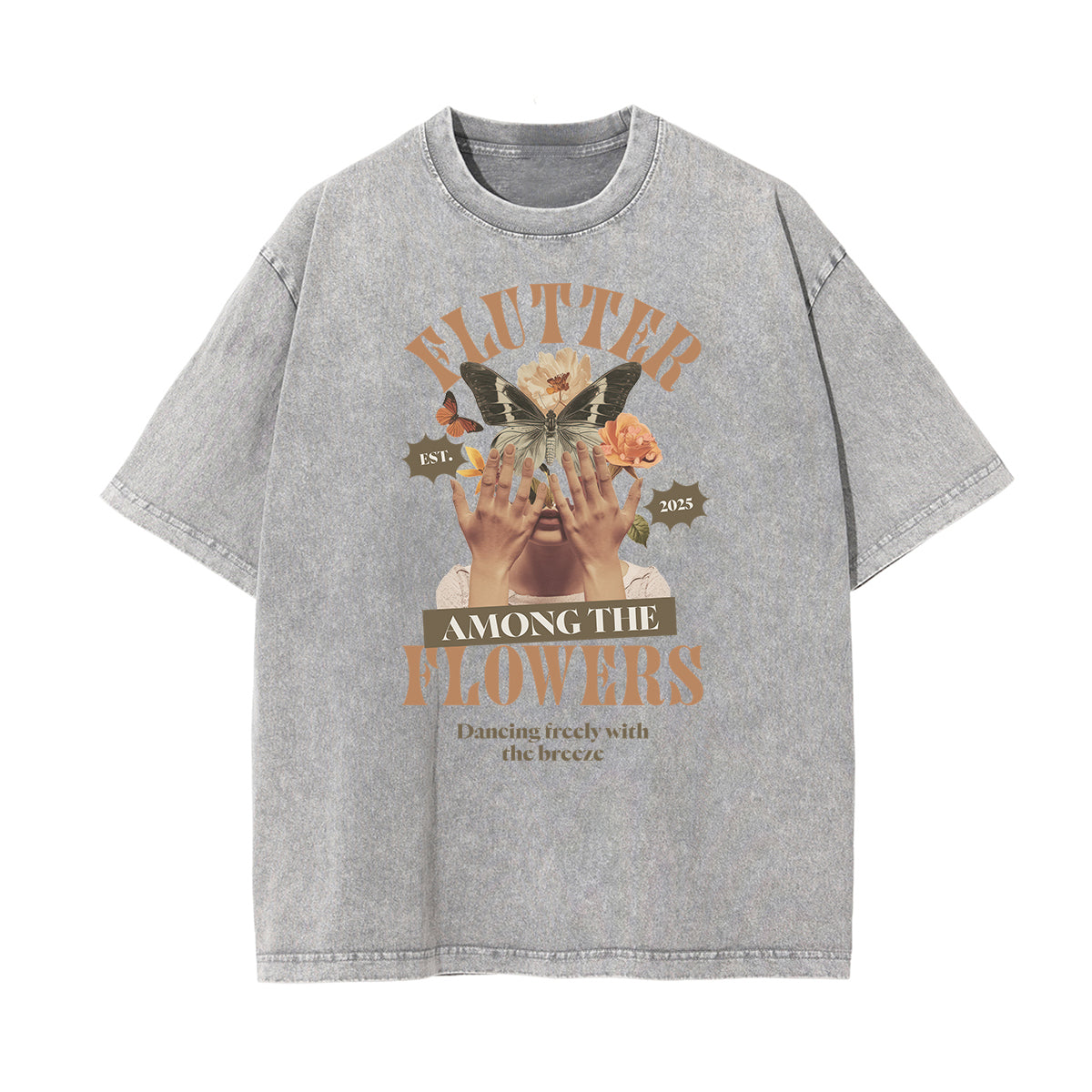 Washed Cotton Blossom Pattern Tee
