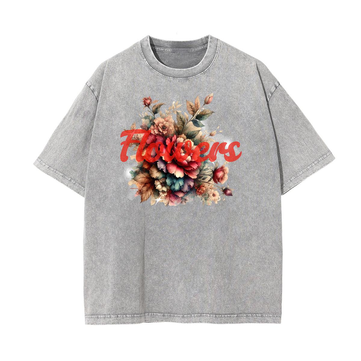 Washed Cotton Blossom Pattern Tee