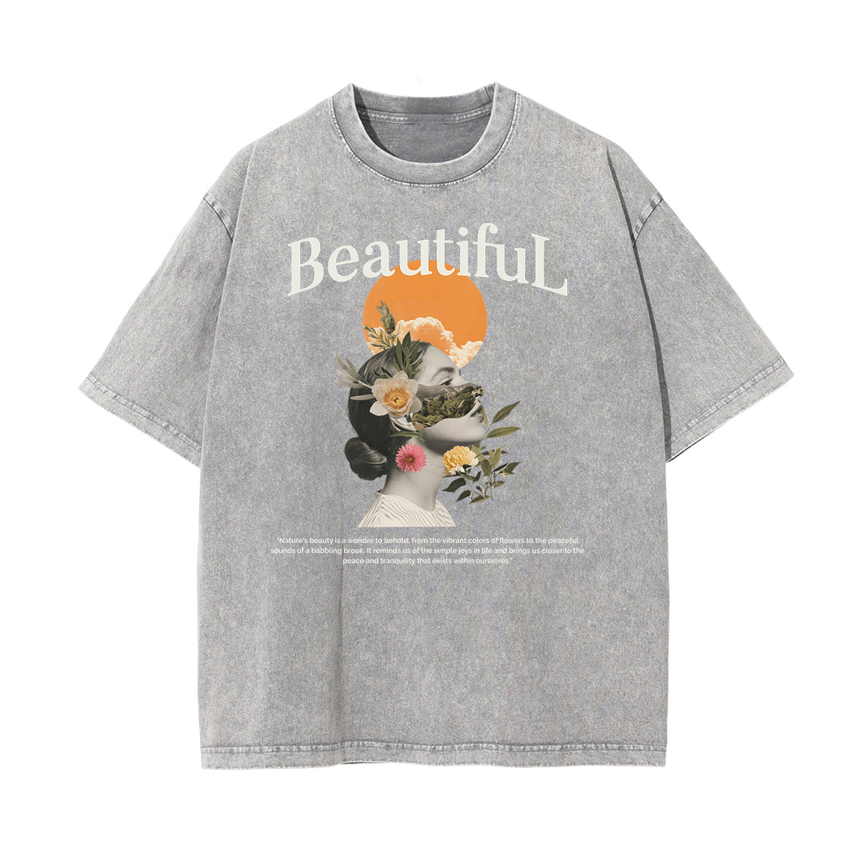 Washed Cotton Blossom Pattern Tee