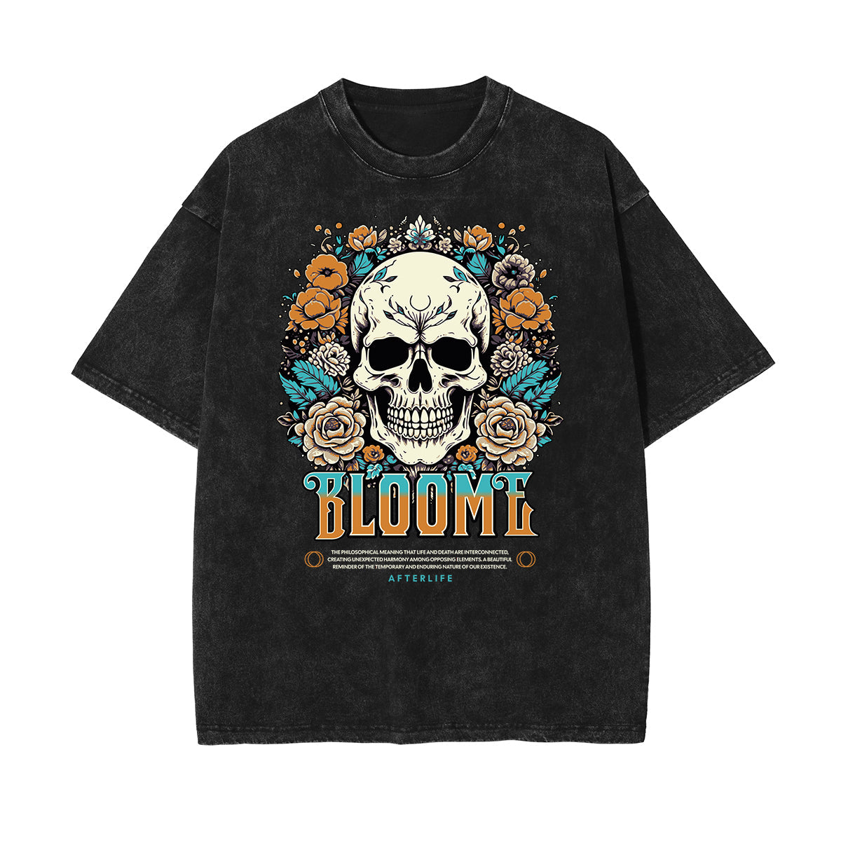 Washed Faded Blossom Pattern Tee