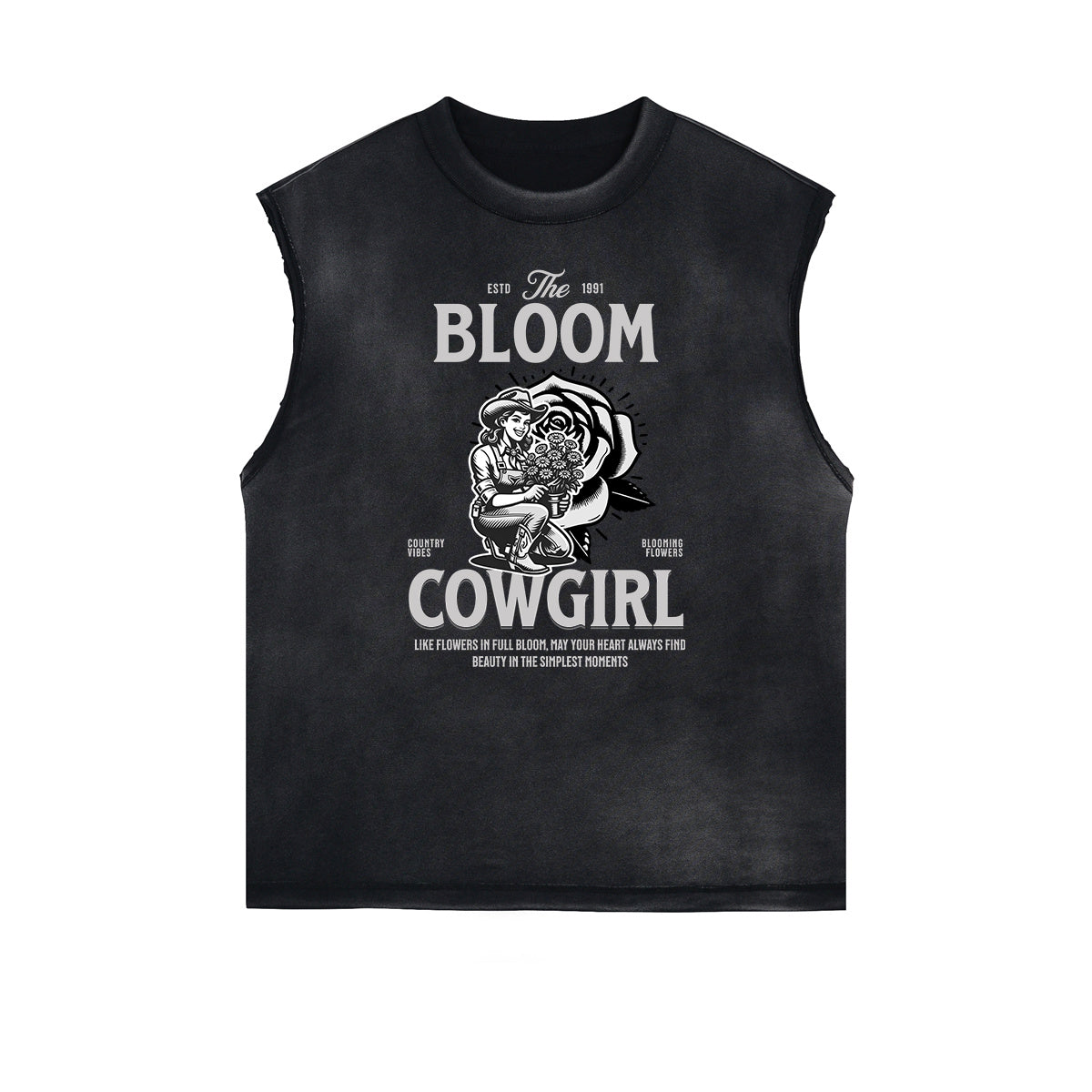 Frayed Edge Blossom Graphic Muscle Tank