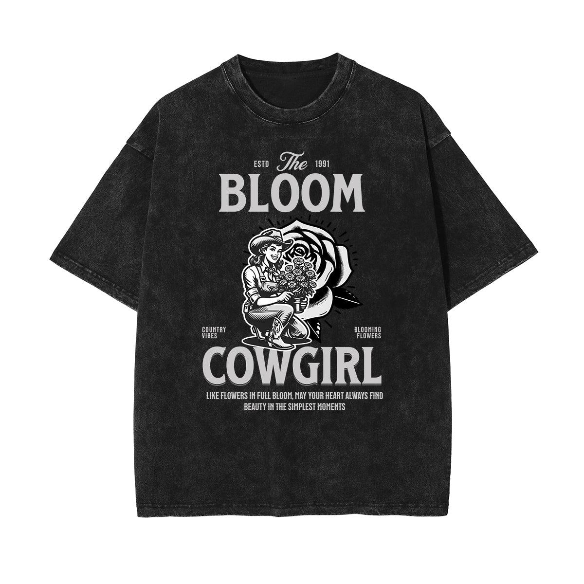Washed Faded Blossom Pattern Tee