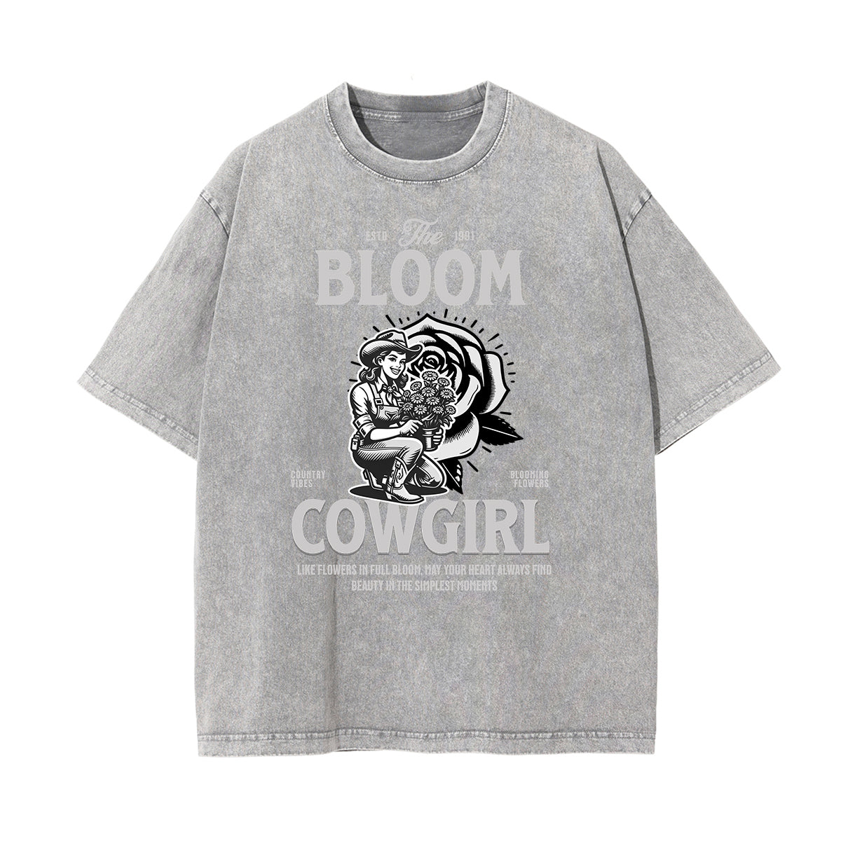 Washed Cotton Blossom Pattern Tee
