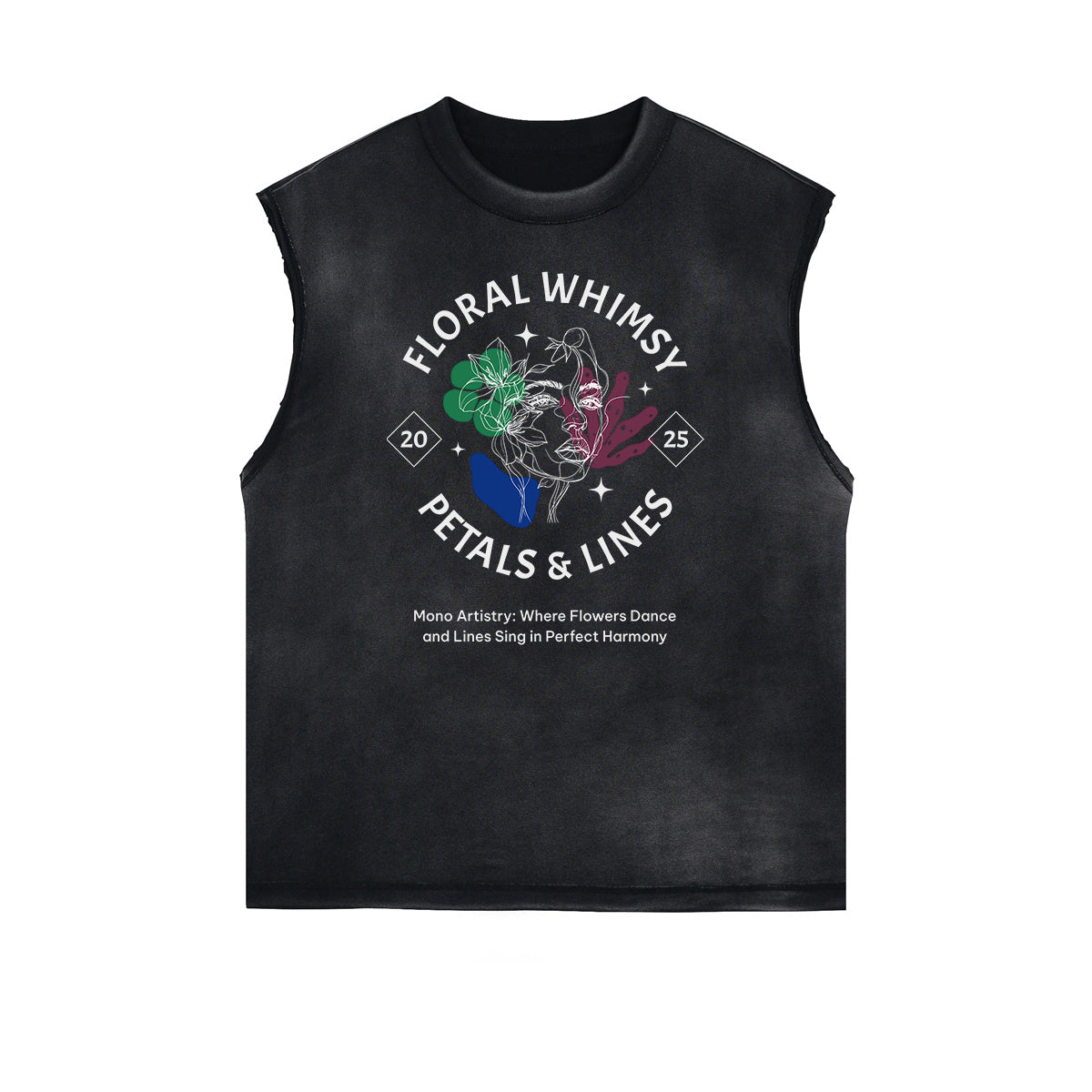 Frayed Edge Blossom Graphic Muscle Tank