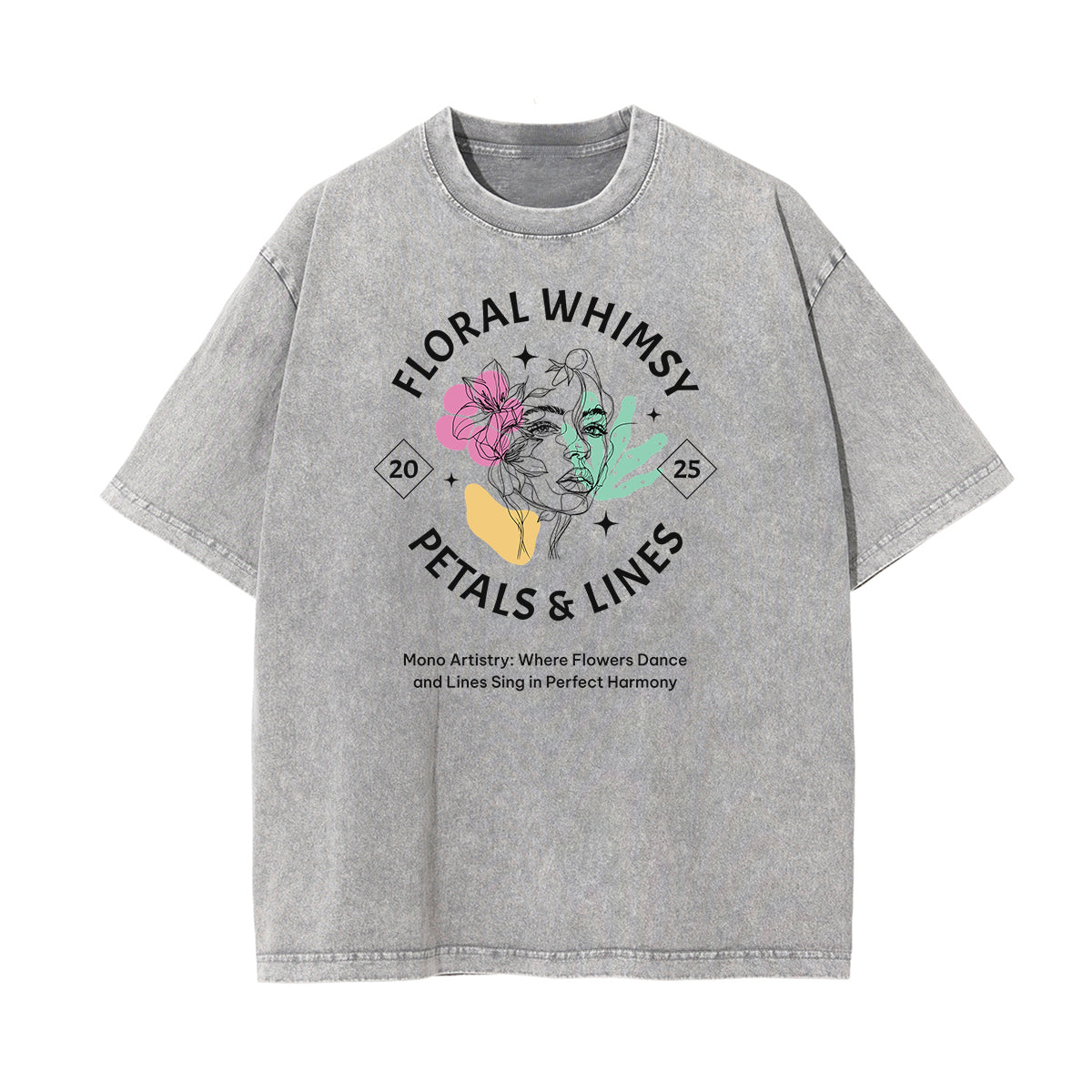 Washed Cotton Blossom Pattern Tee