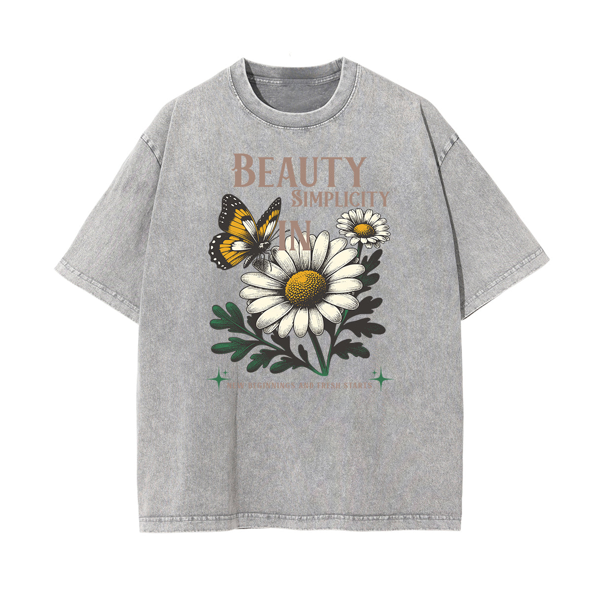 Washed Cotton Blossom Pattern Tee