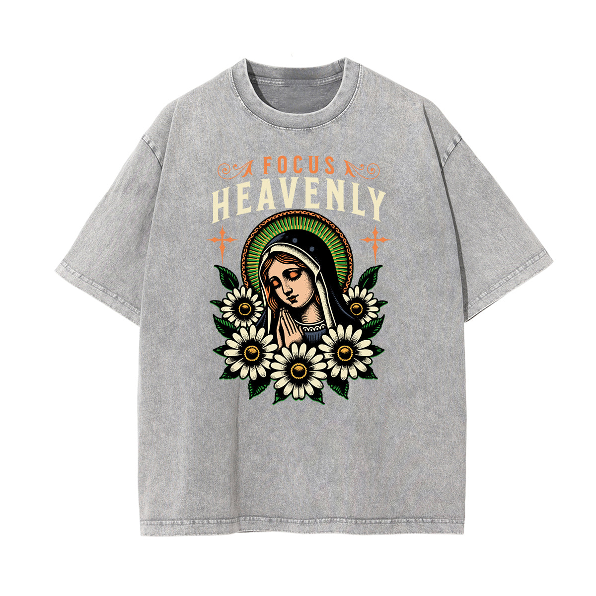 Washed Cotton Blossom Pattern Tee