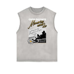 Distressed Sleeveless Blossom Graphic Tee
