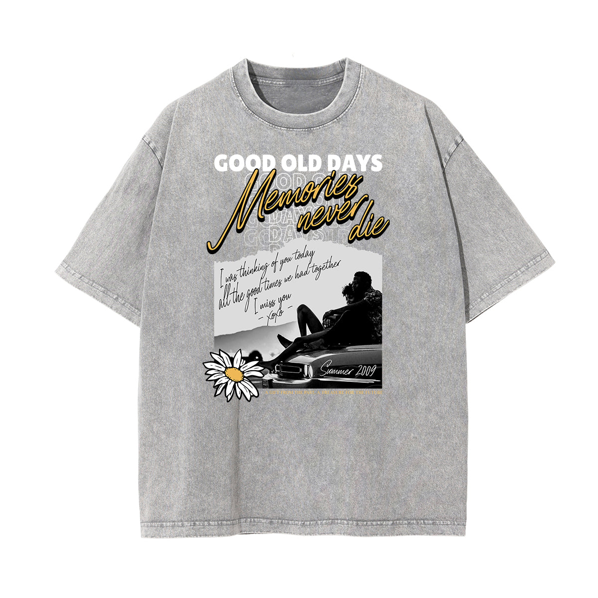 Washed Cotton Blossom Pattern Tee