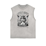 Distressed Sleeveless Blossom Graphic Tee