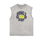 Distressed Sleeveless Blossom Graphic Tee