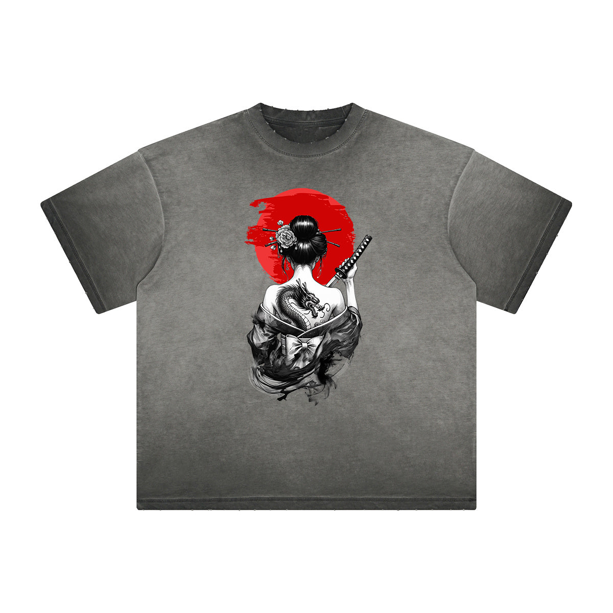 Distressed Faded Japanese Ukiyo Graphic Tee