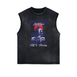 Distressed Sleeveless Japanese Ukiyo Pattern Tee
