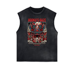 Distressed Sleeveless Japanese Ukiyo Pattern Tee