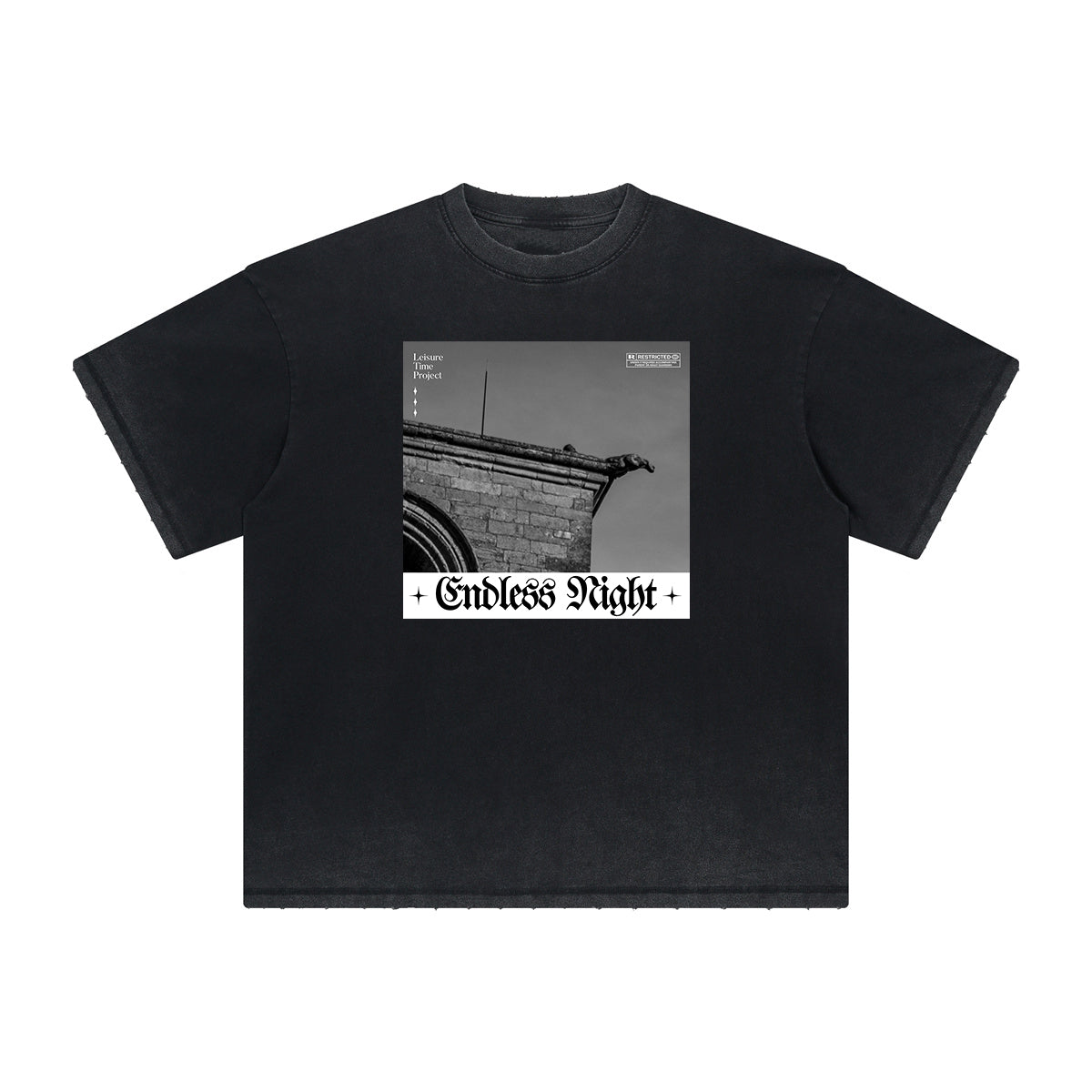 Vintage Frayed Gothic Style Pattern Tee