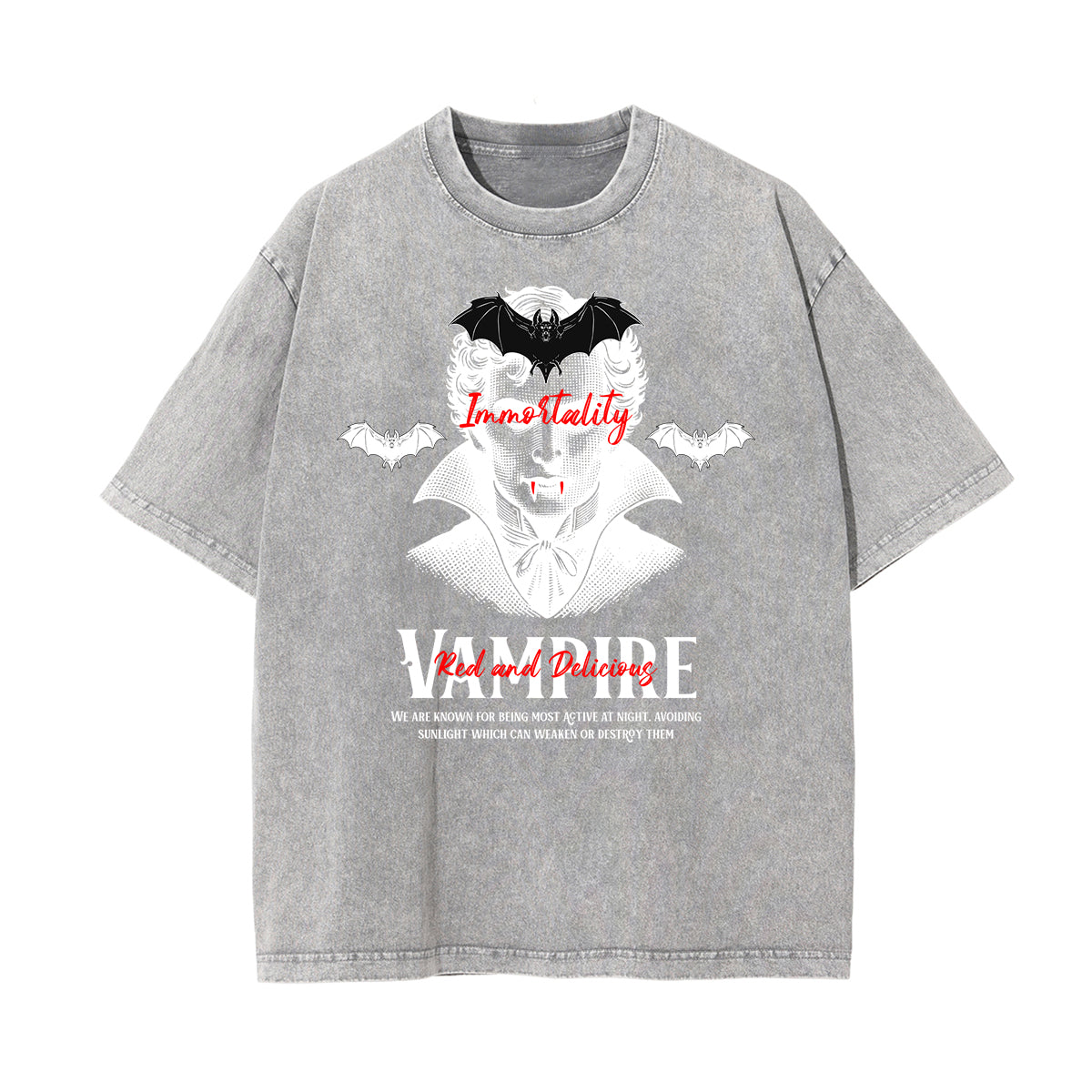 Stone Wash Gothic Style Graphic Tee