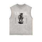 Distressed Sleeveless Crusades Pattern Tee