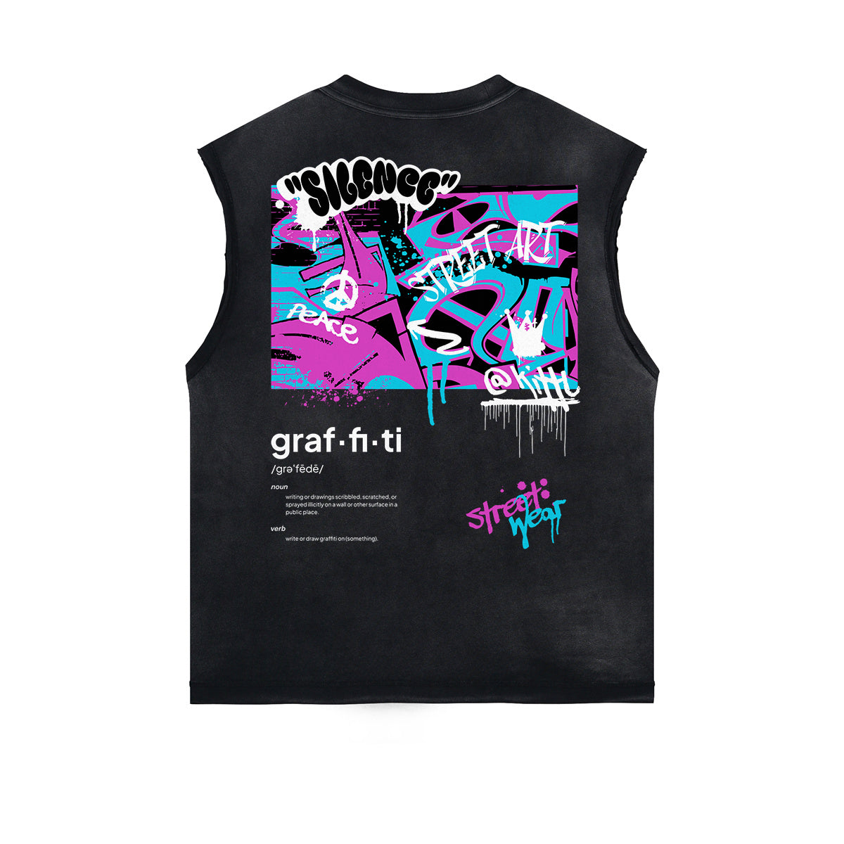 Frayed Edge Graffiti Style Graphic Tank