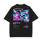 Washed Graffiti Style Graphic Cotton Tee