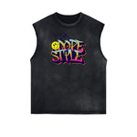 Frayed Edge Graffiti Style Graphic Tank