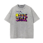 Stone Wash Graffiti Style Graphic Tee