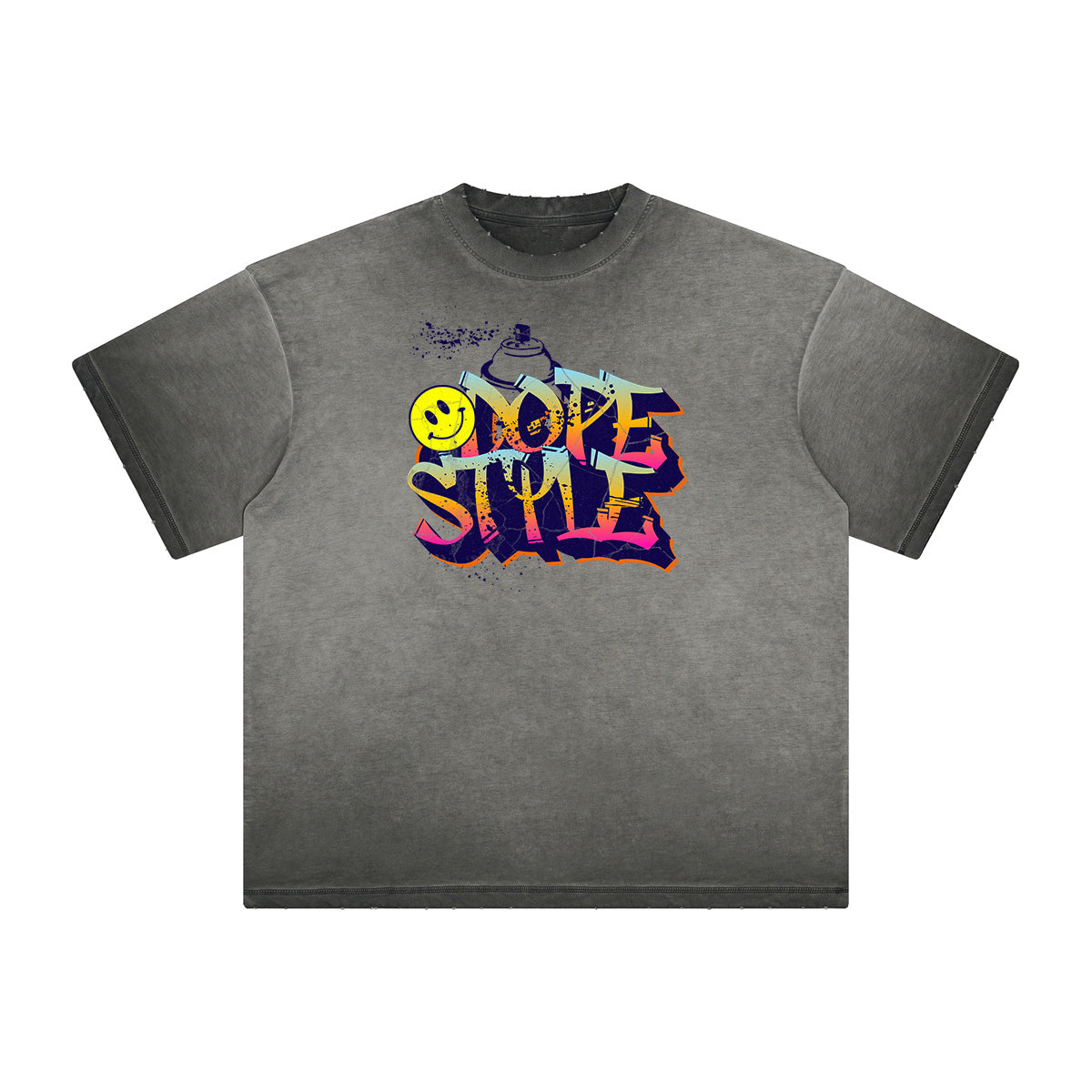 Vintage Frayed Graffiti Style Pattern Tee