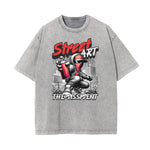 Stone Wash Graffiti Style Graphic Tee