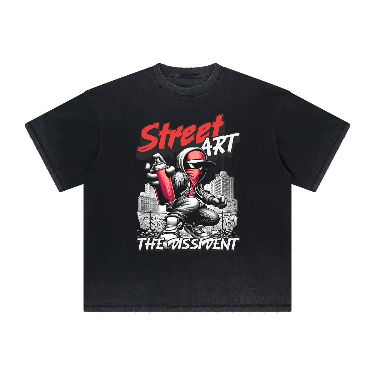 Thick Faded Graffiti Style Graphic Tee