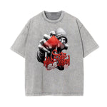 Stone Wash Graffiti Style Graphic Tee
