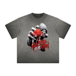 Vintage Frayed Graffiti Style Pattern Tee