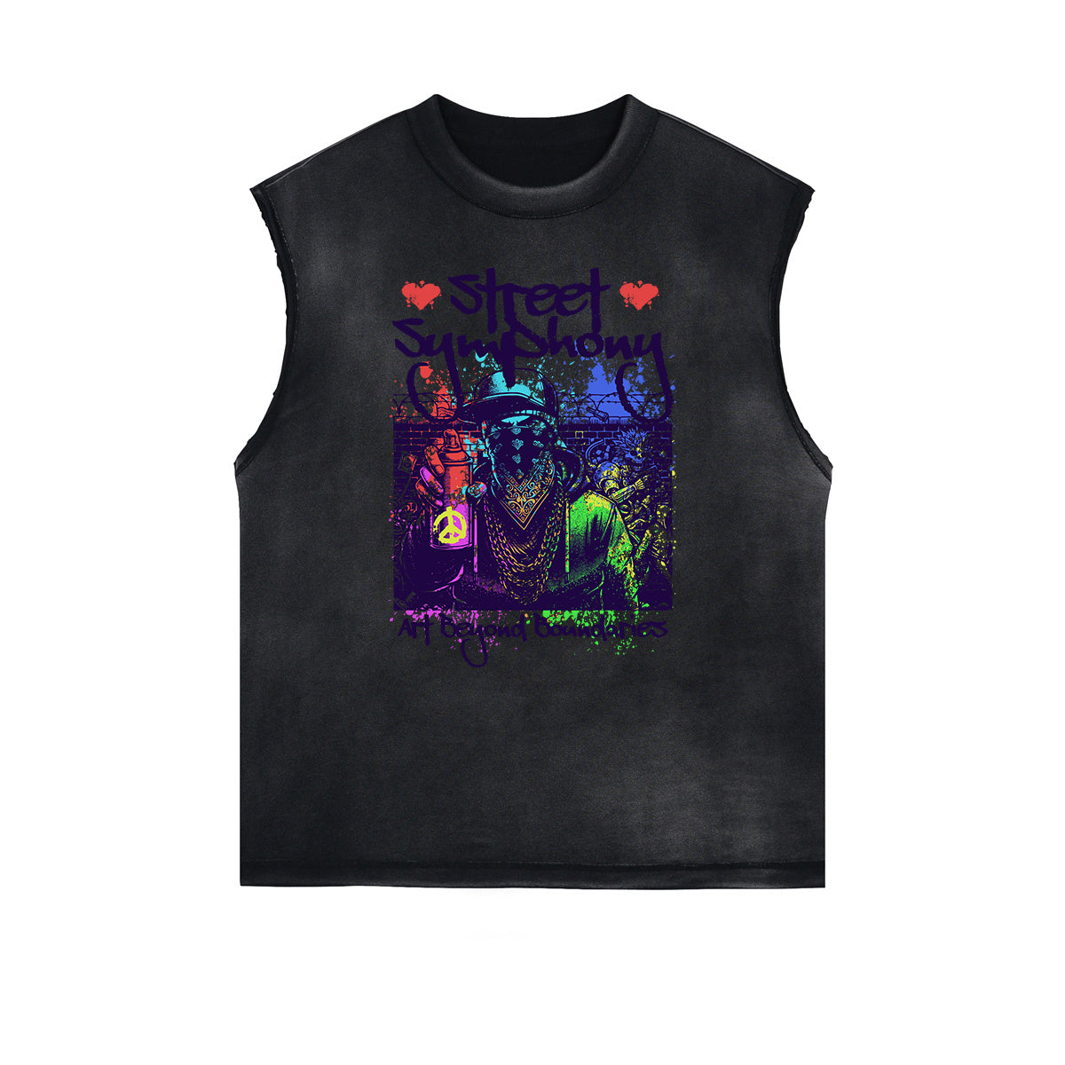 Frayed Edge Graffiti Style Graphic Tank