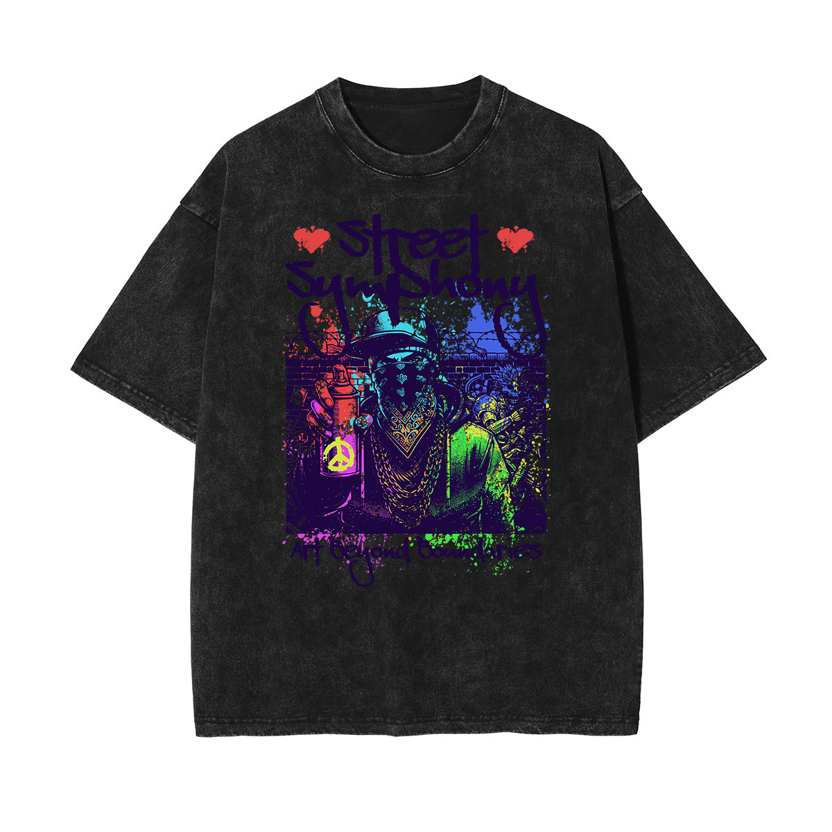 Washed Graffiti Style Graphic Cotton Tee