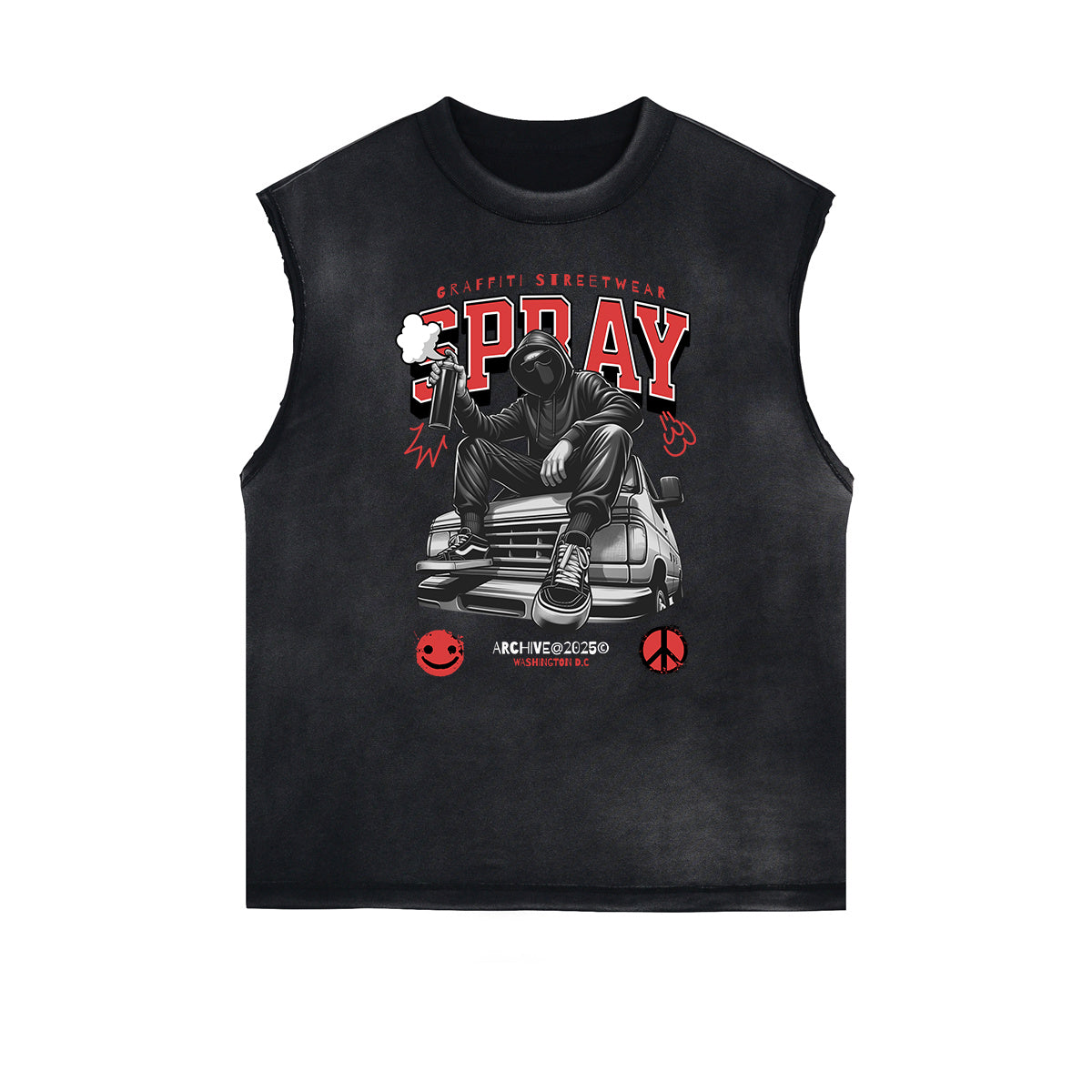Frayed Edge Graffiti Style Graphic Tank