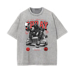 Stone Wash Graffiti Style Graphic Tee