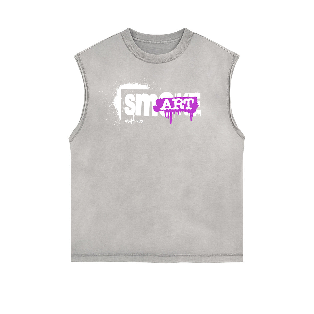 Distressed Sleeveless Graffiti Style Pattern Tee