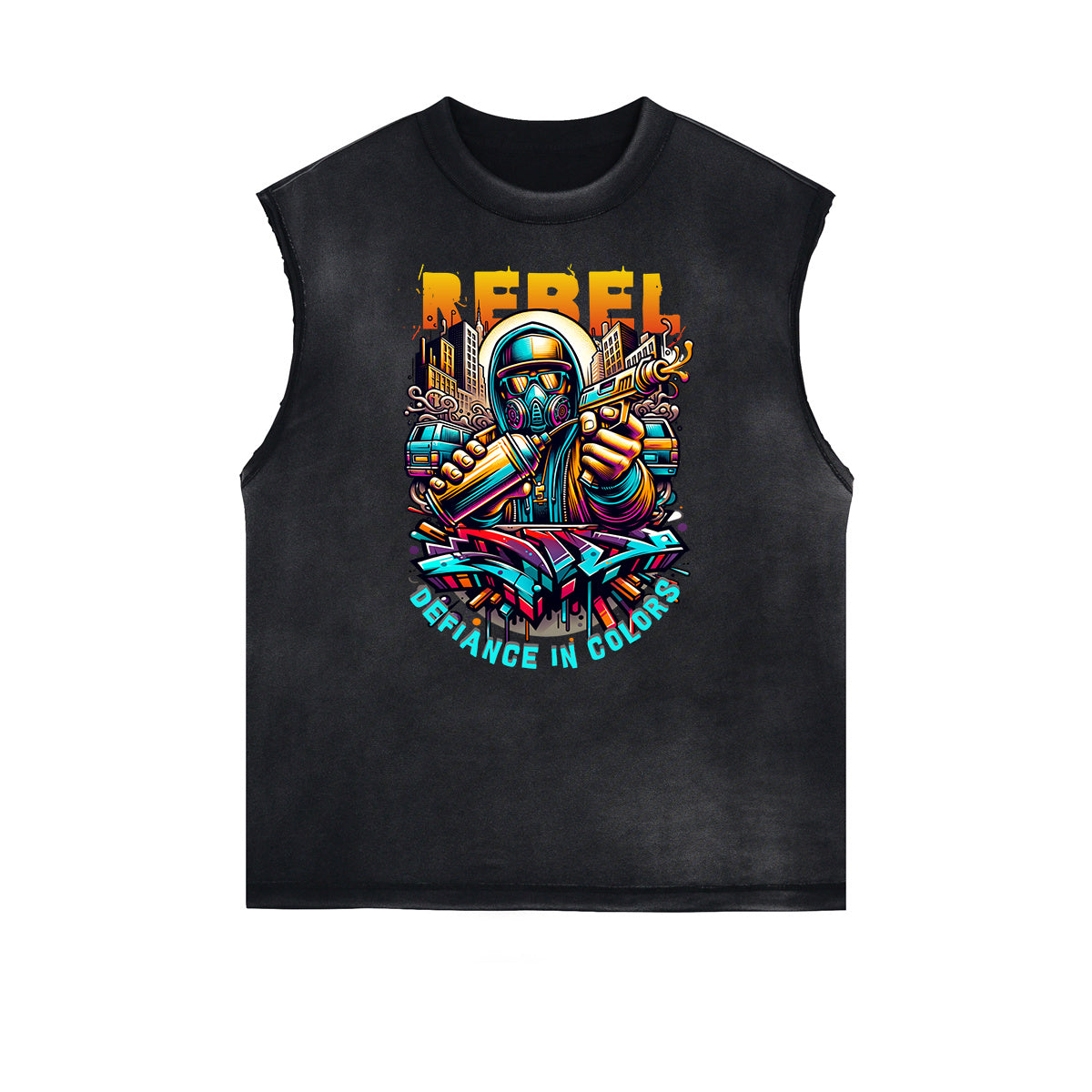 Frayed Edge Graffiti Style Graphic Tank