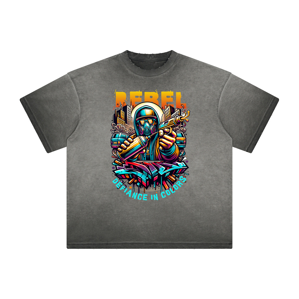 Vintage Frayed Graffiti Style Pattern Tee